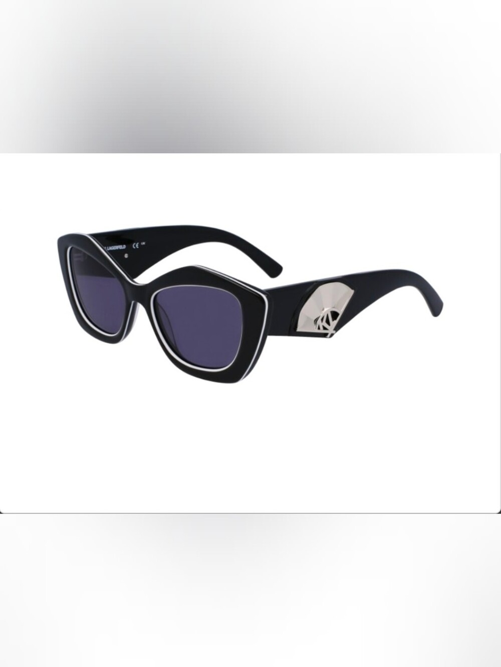 Karl Lagerfeld Black Cat-Eye Sunglasses with Silver Logo